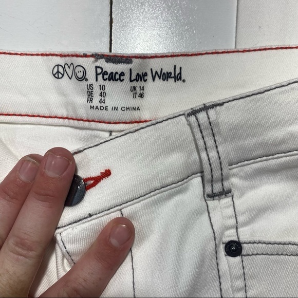 Peace Love World White Cotton High Waisted Front Slit Pants Size 10 NWOT - Picture 12 of 16